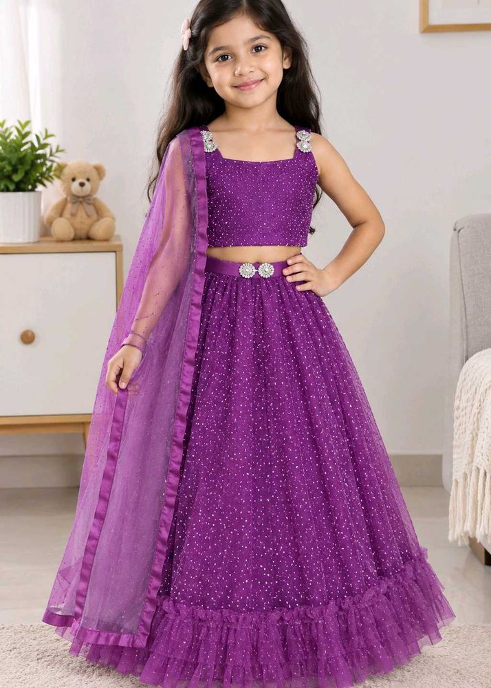 Sparkling Purple Lehenga Set for Girls
