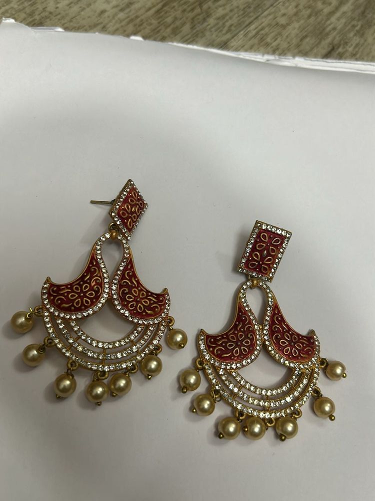 Red Pearl Earrings.