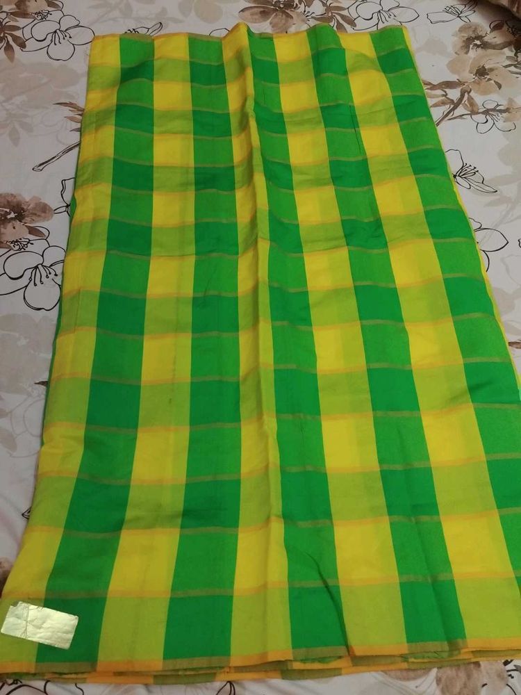yellow green Saree