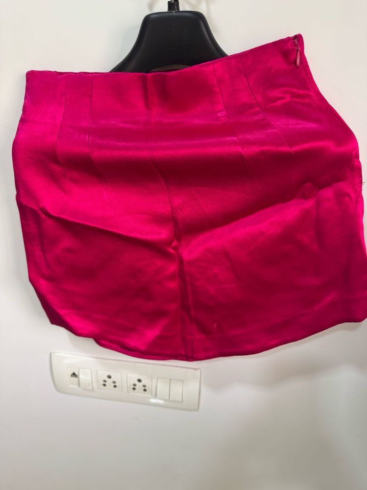 Satin Pink Mini Skirt