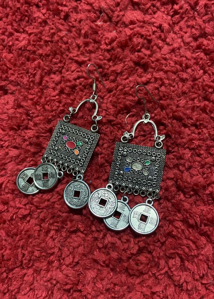 Coin Charm Dangle Earrings