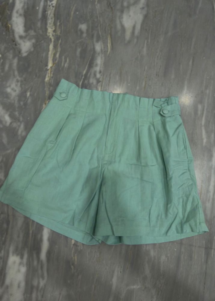 Mint Green Pleated Shorts
