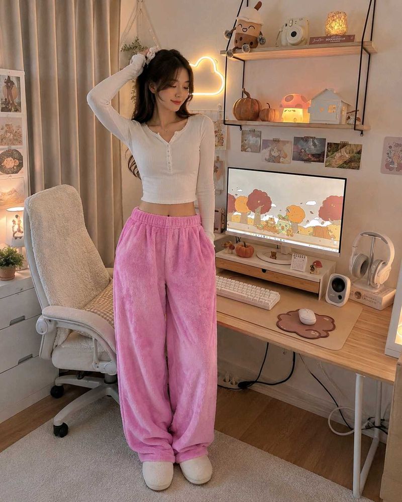 Cozy Plush Wide Leg Pants