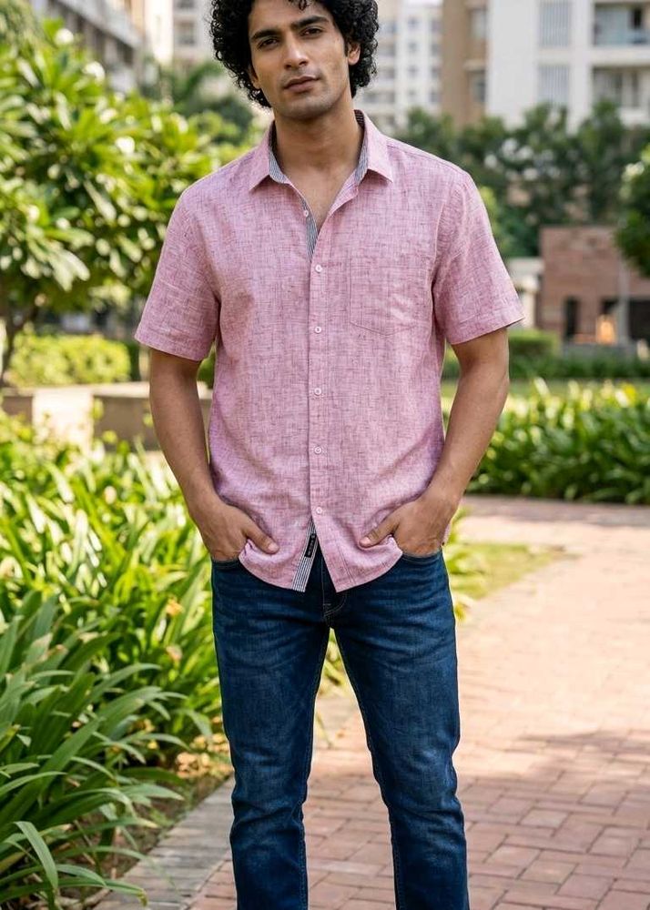 Men's Short Sleeve Linen Blend Shirt
