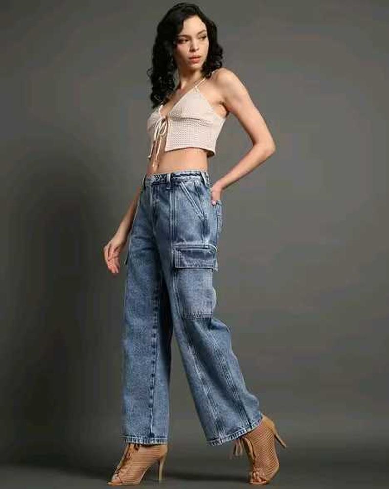 Lee Cooper Stylish Wide-Leg Cargo Jeans