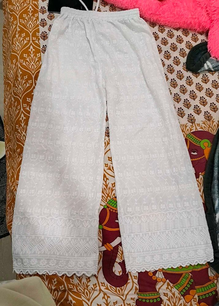 White Chikankari Palazzo Pants