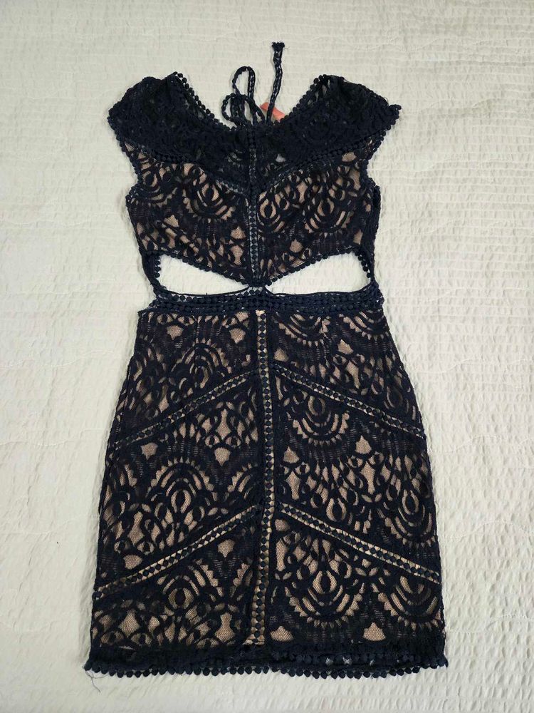 Navy Lace Cutout Bodycon Mini Dress size S
