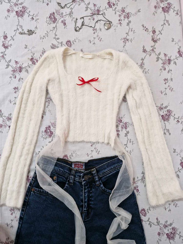 Cream Fuzzy Shoujo top