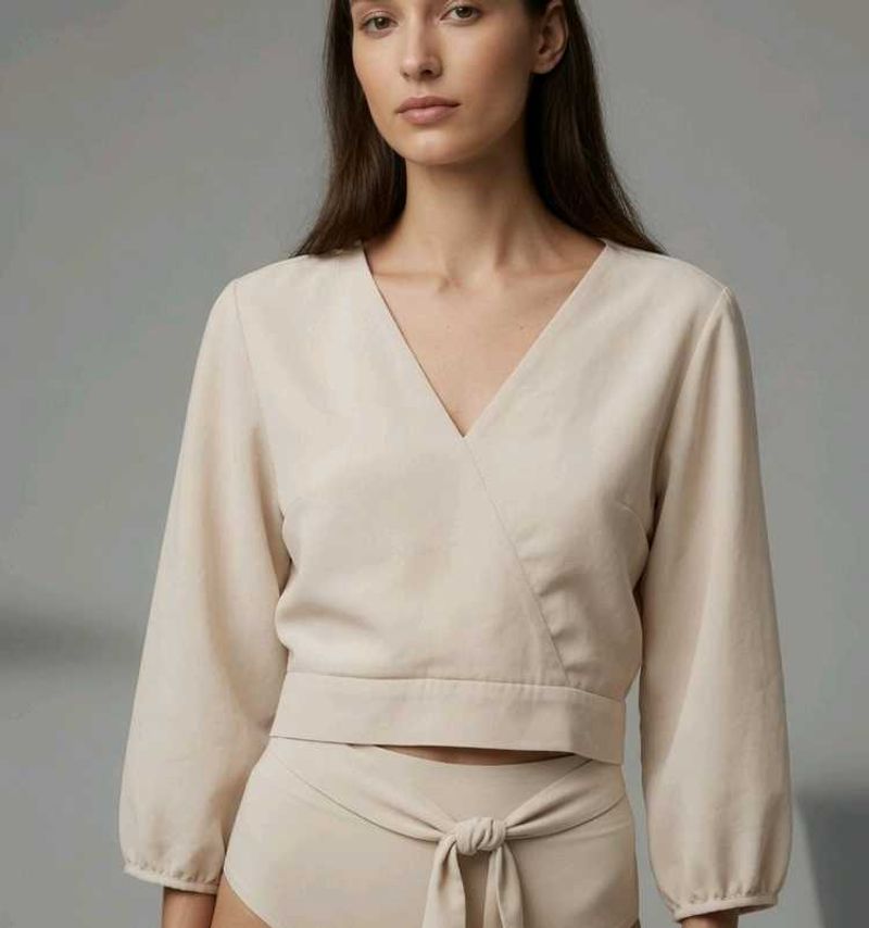 AND Elegant Beige Wrap Top XL size