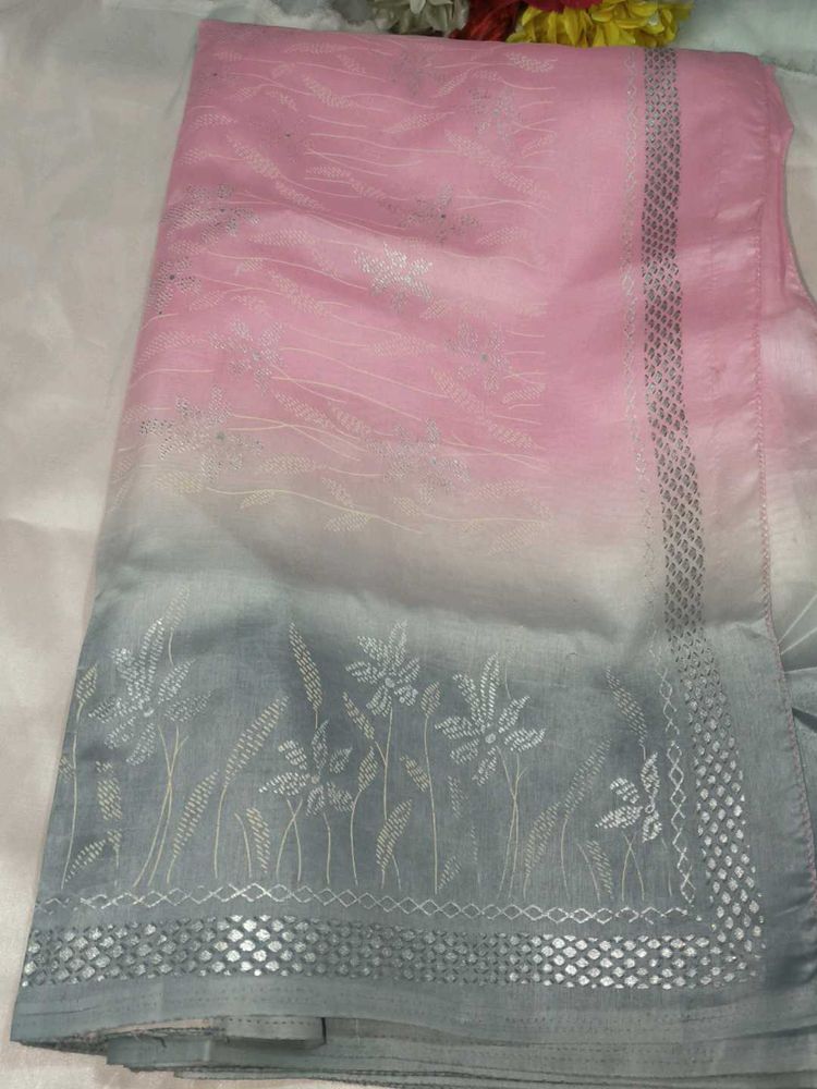 Elegant Pink &amp; Grey Ombre Saree with blouse