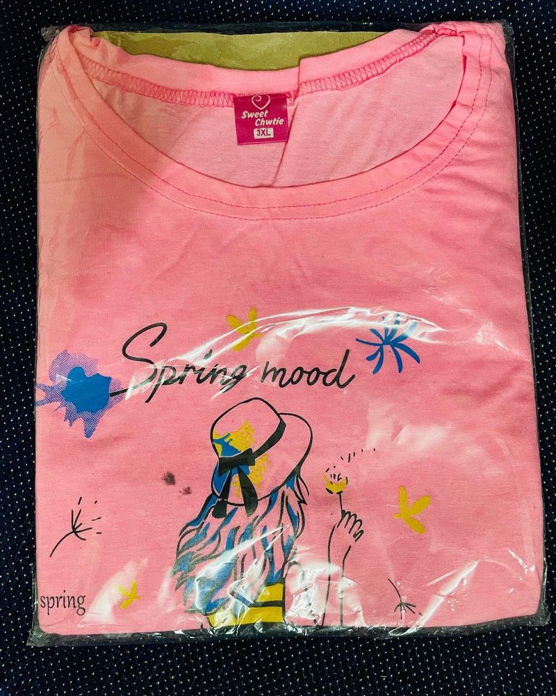 Pink 'Spring Mood' Tee - Size 3XL