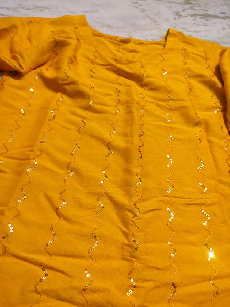 Yellow Embroidered kurta