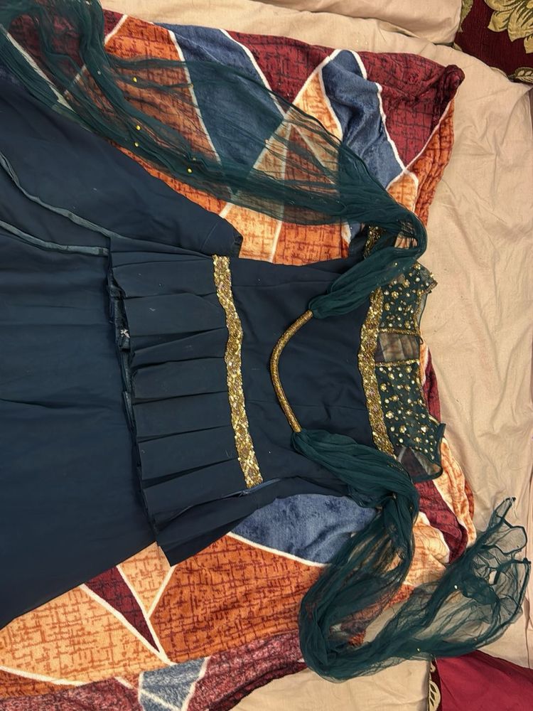 Elegant Teal Lehenga Choli with Embellishments