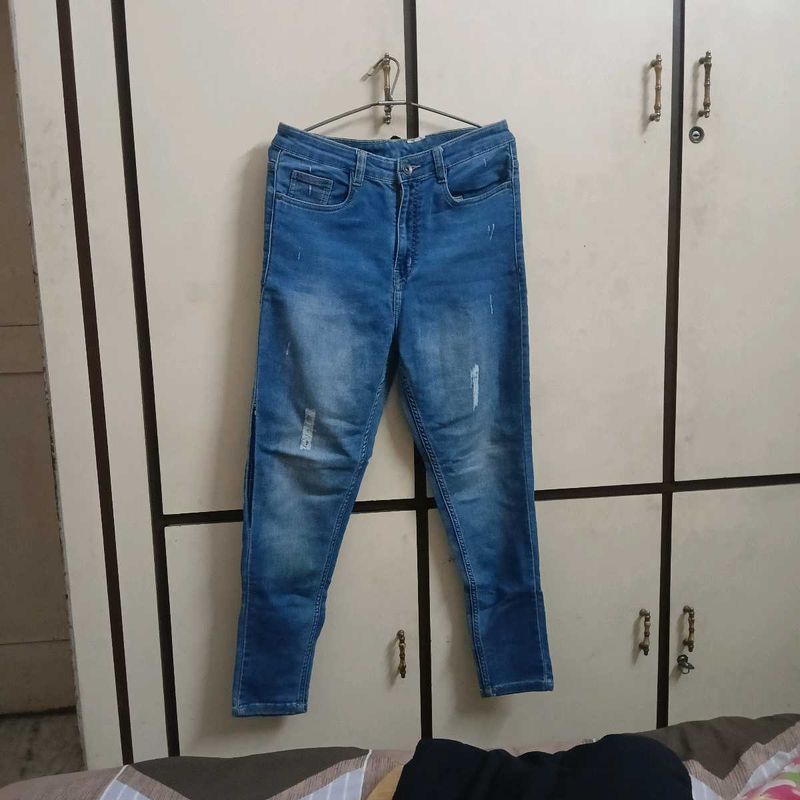 Blue Distressed Skinny Jeans