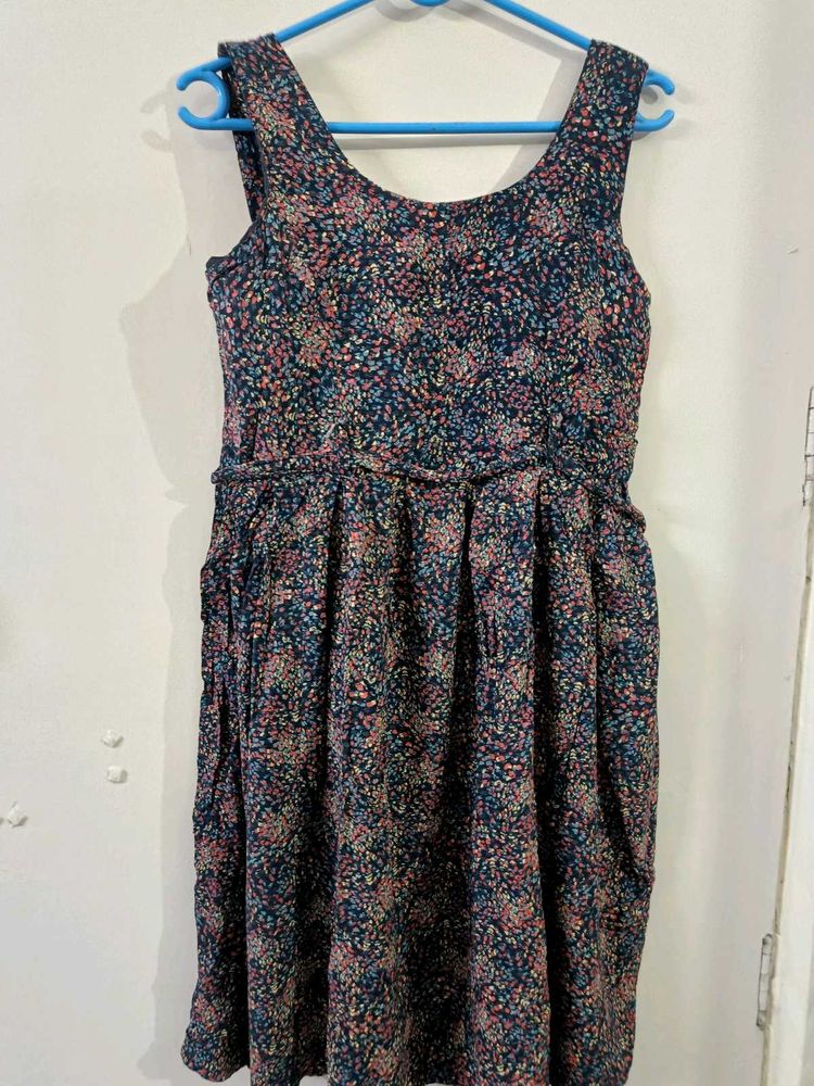 Charming Floral Print Sleeveless Dress