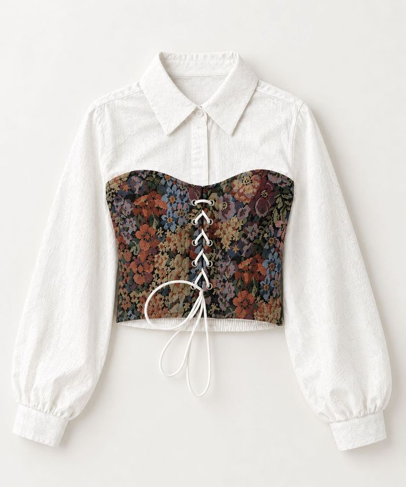 Floral Corset With White Shirt