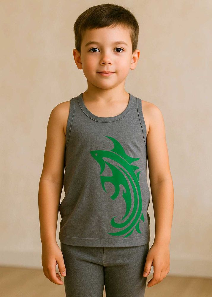 Gray Tank with Green Graphic