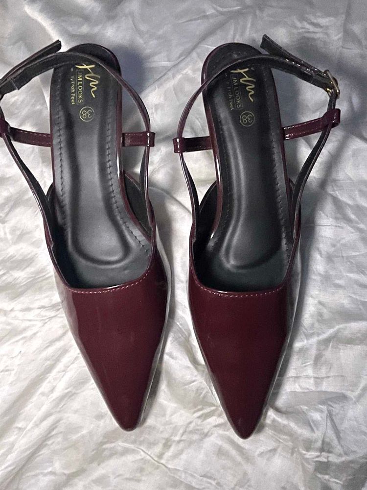 Chic Burgundy Patent Slingback Heels