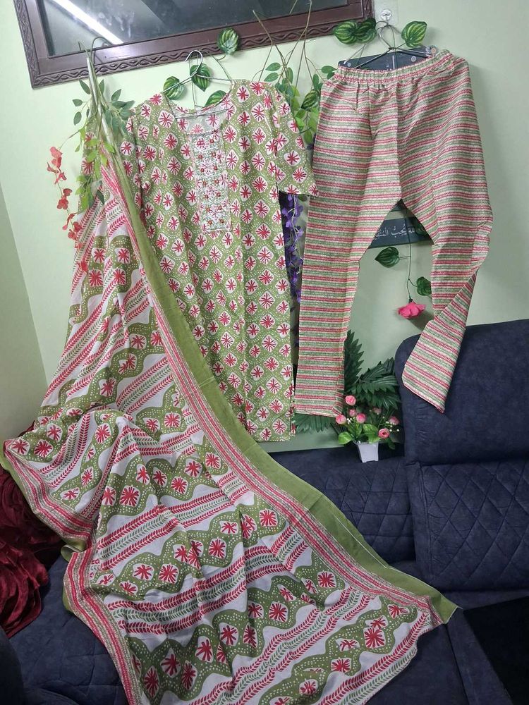 Green Kurta Set with Dupatta