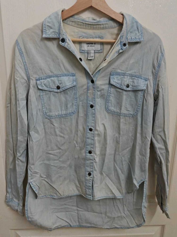 Forever 21 Light Wash Denim Shirt