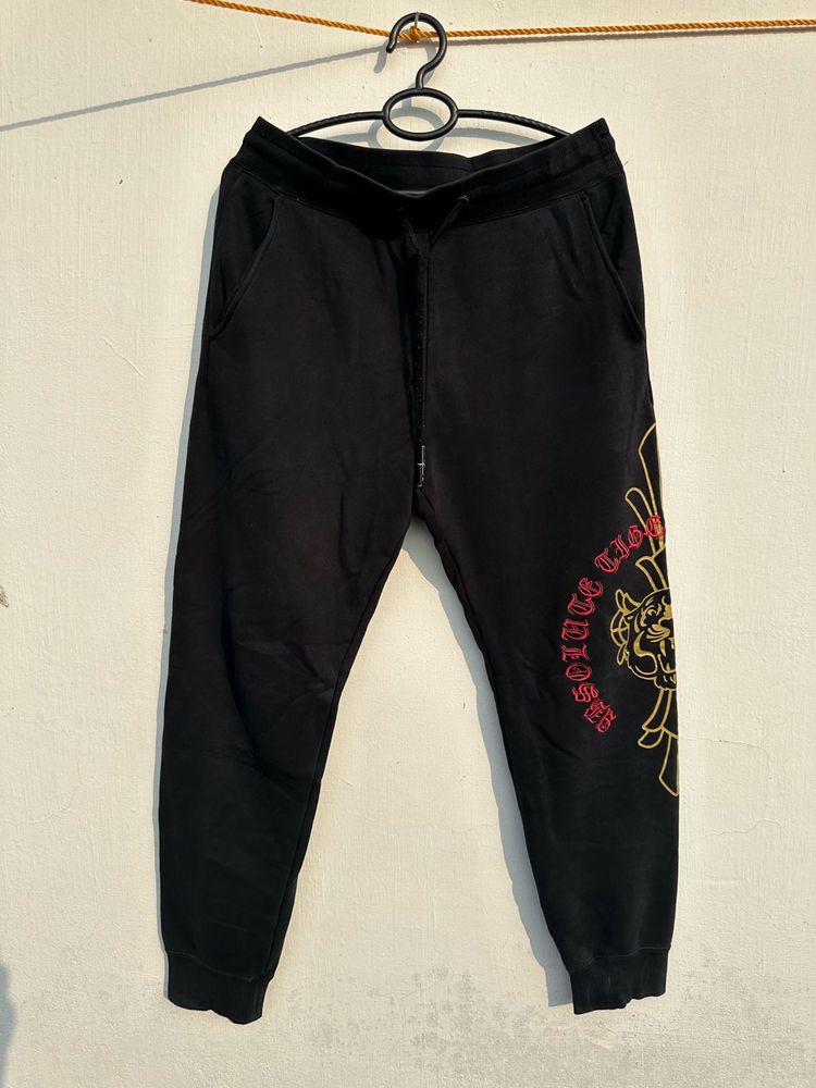 Black Graphic Print Sweatpants