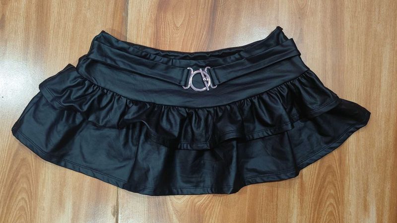 Black Ruffled Punk Mini Skirt