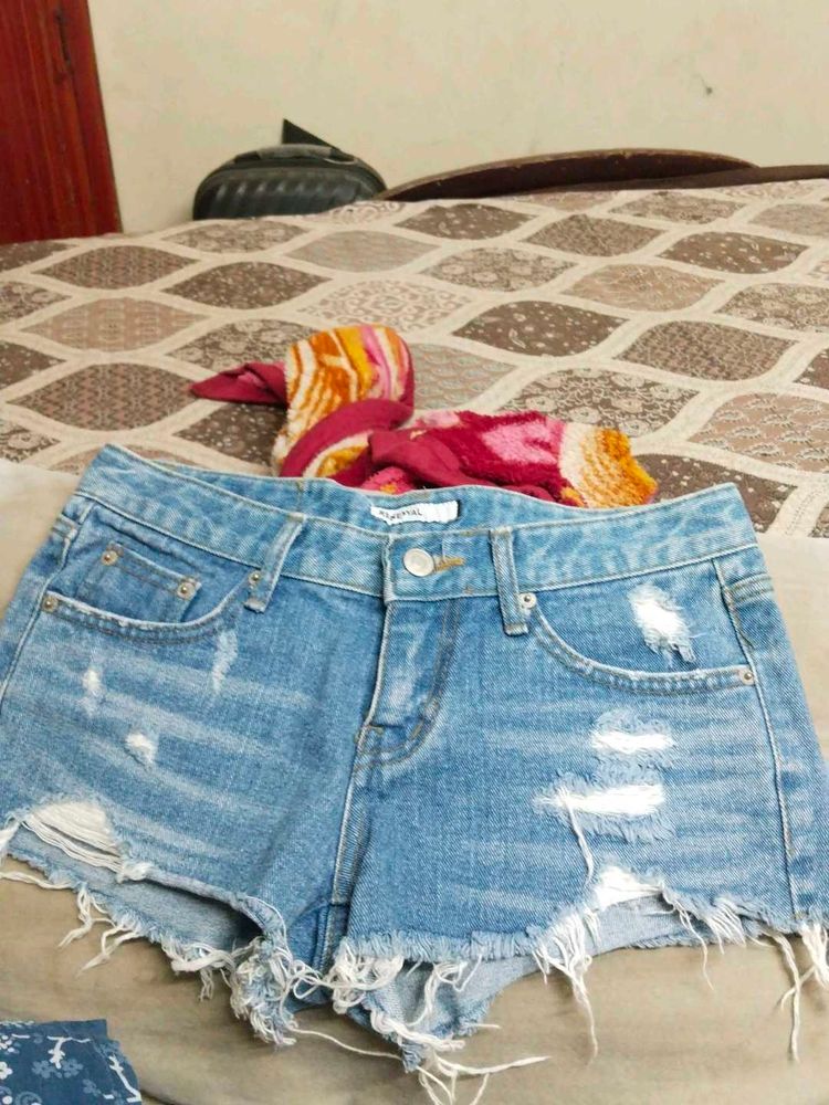 Distressed Denim Shorts