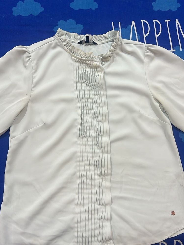 White Ruffle Blouse