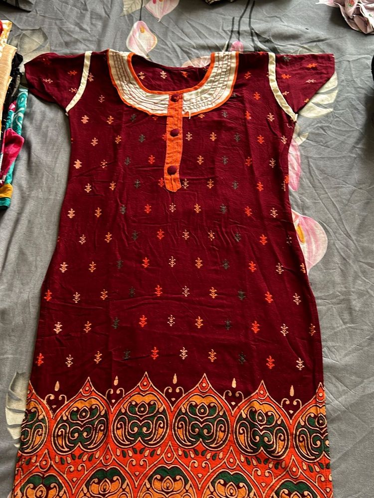 Maroon Ethnic Kurta