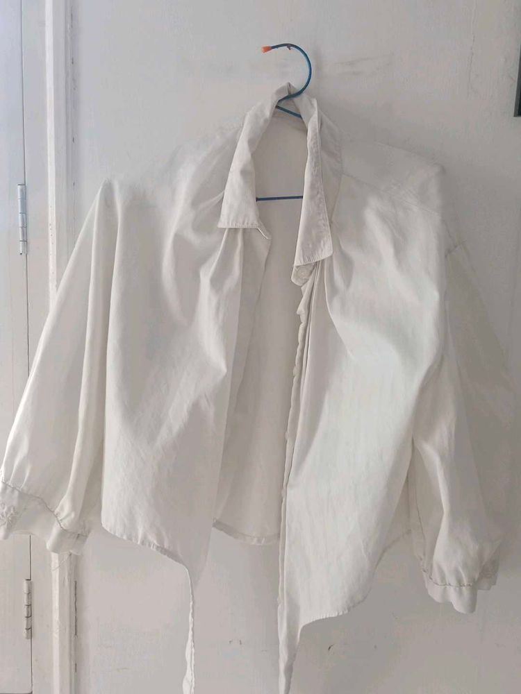 White Collared Oversized Top