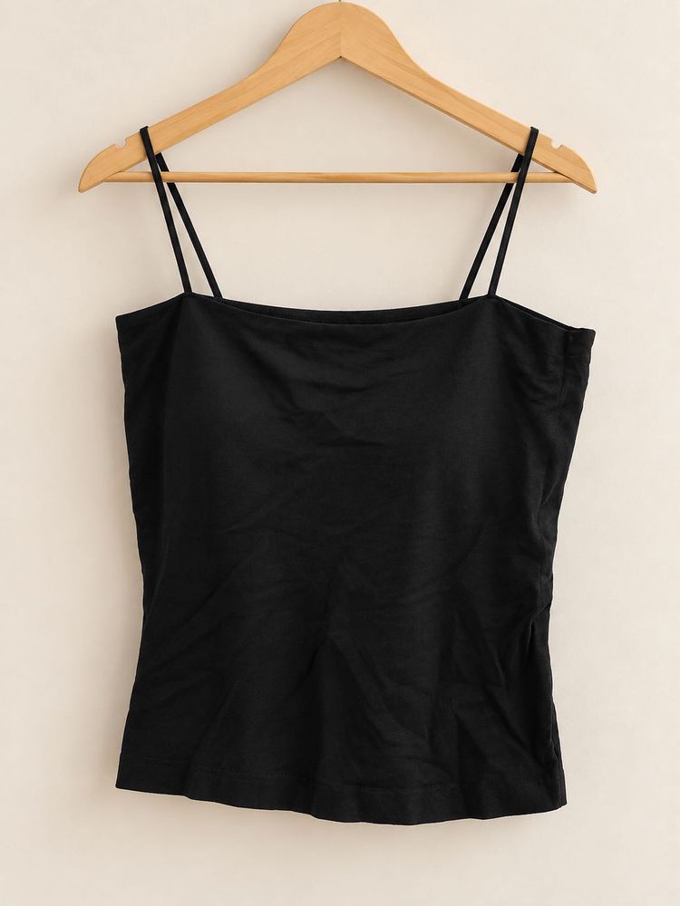 Padded  Black Spaghetti Strap Camisole Top