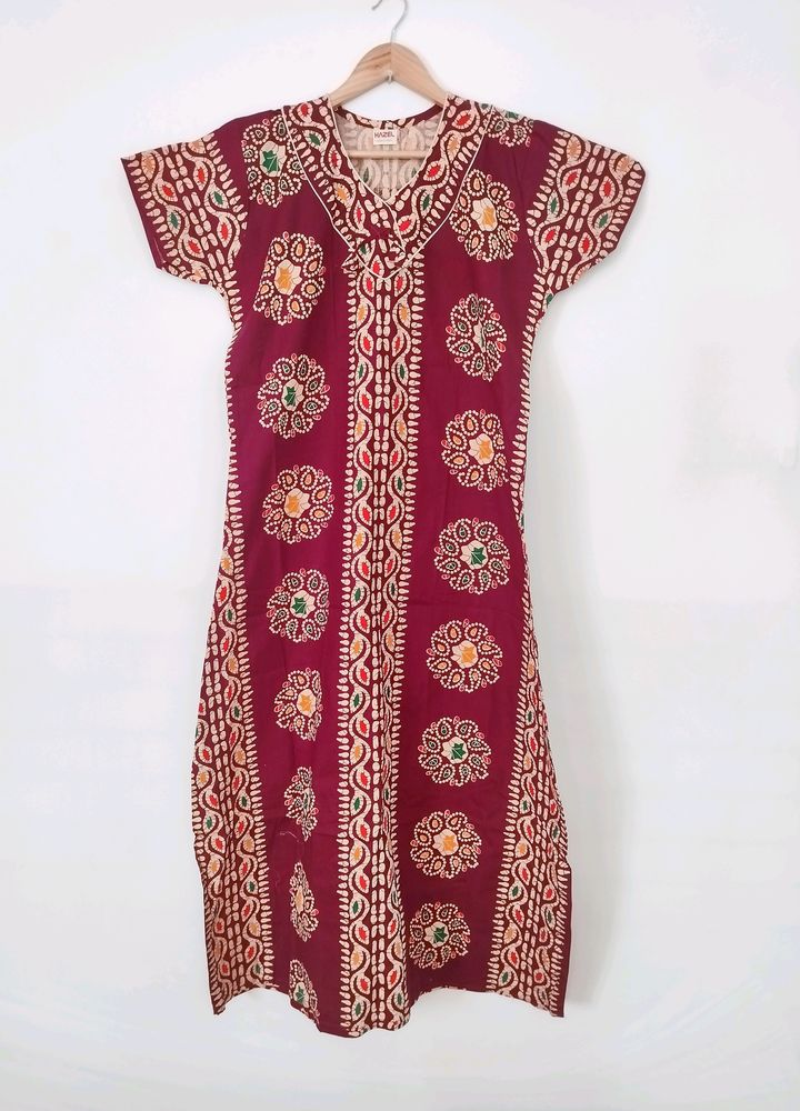 Burgundy Ptinted Nighty (Women)