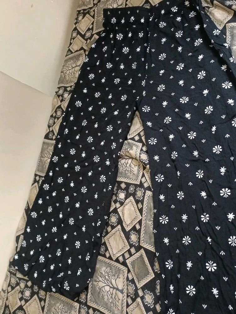 Flowy Black Printed Palazzos