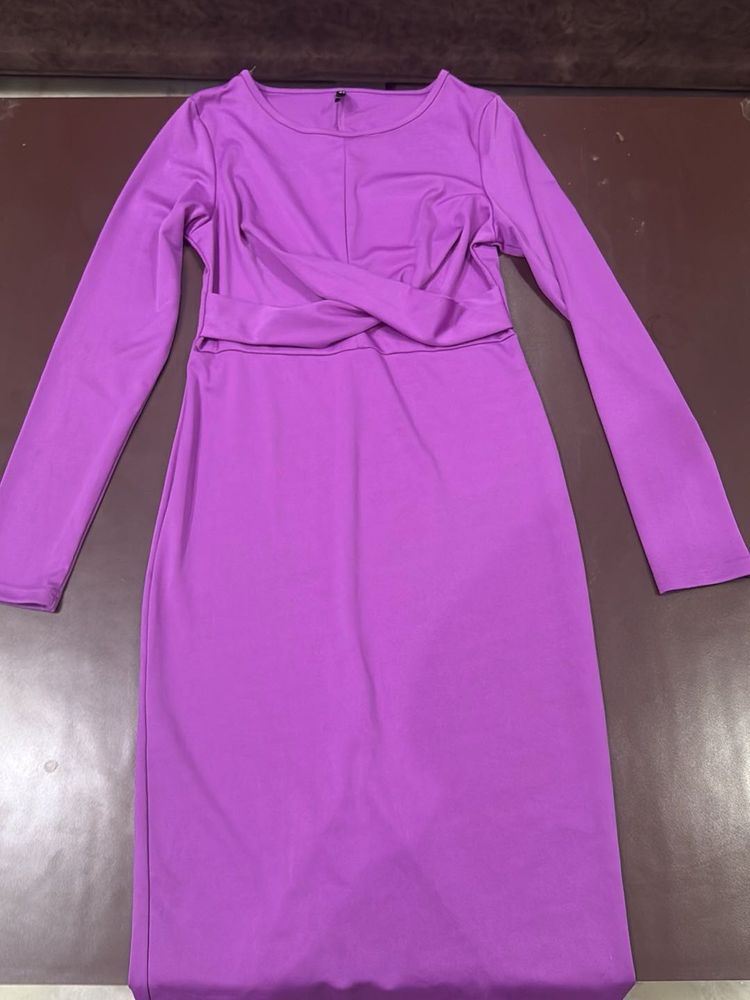 Newme Elegant  Purple Long Sleeve Dress