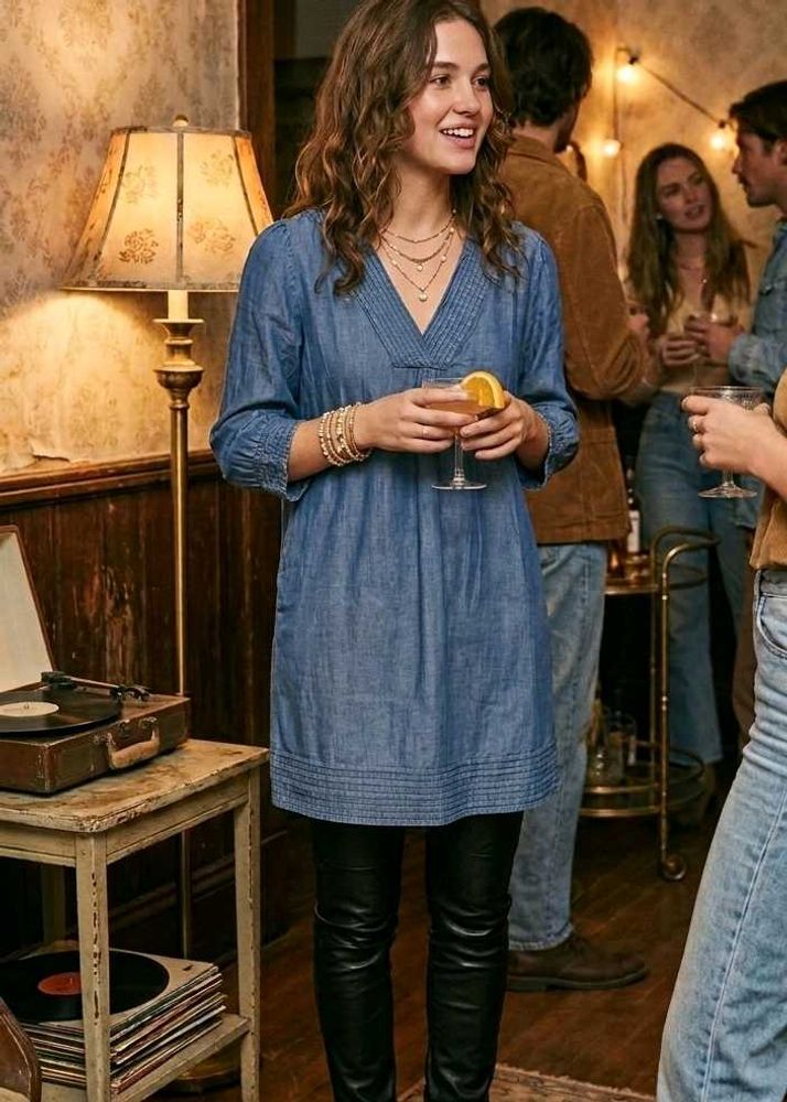 Chic Denim V-Neck Dress