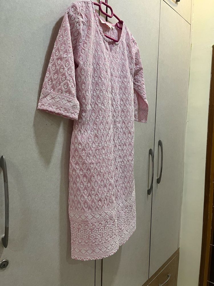 Beautiful Pink Chikankari Kurta