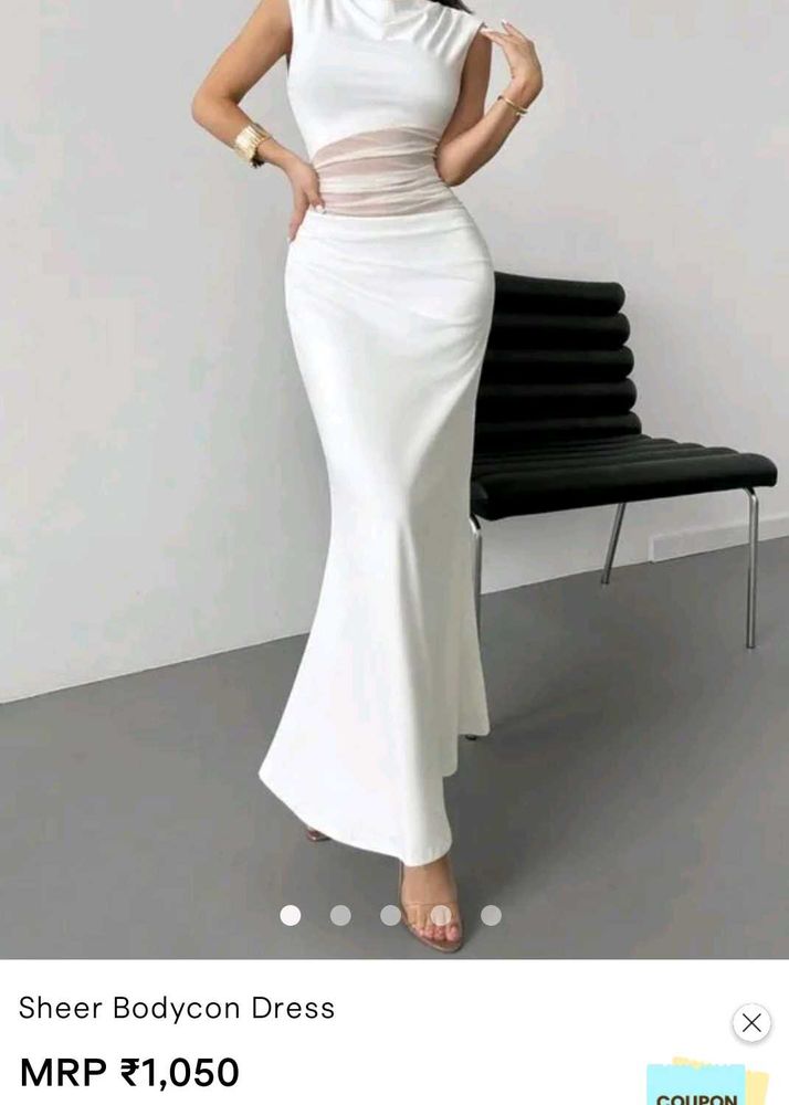 white sheer bodycon dress savana🤍