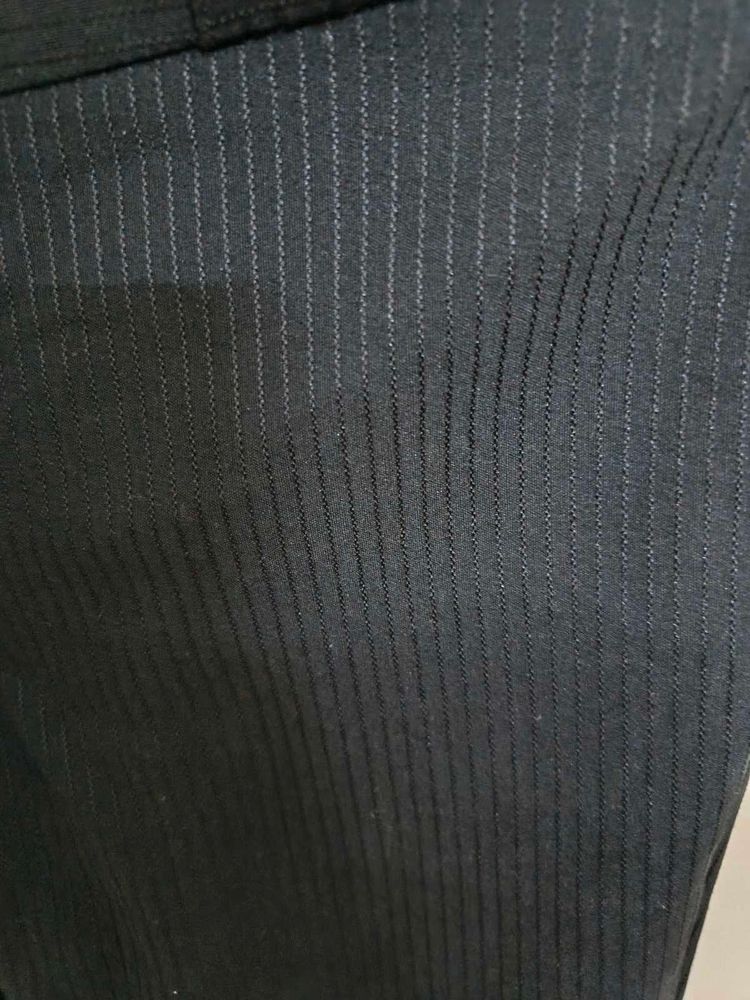 Black Thin Stripes Straight Pants