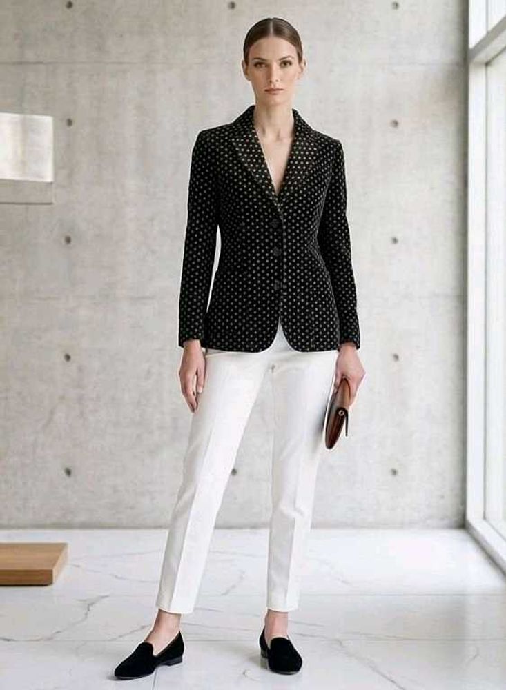 Elegant Black Blazer with Unique Pattern