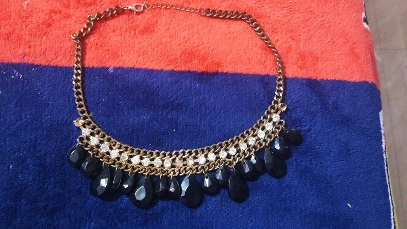 Black Boho Tessel Necklace