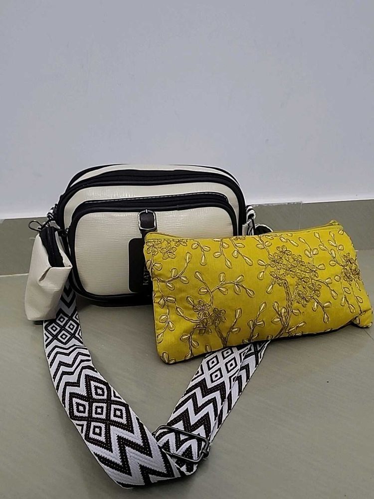 Chic Crossbody Bag with Embellished Pouch