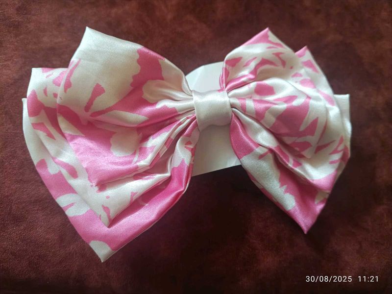 New Handmade Pink Floral Hair Bow Clip
