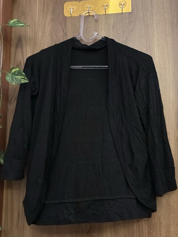 Black Open Front Cardigan
