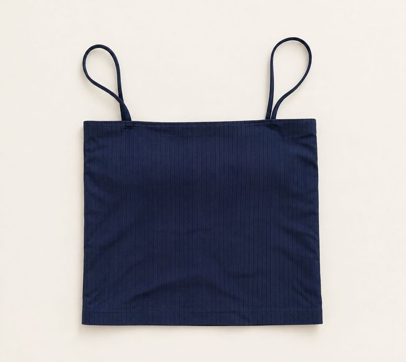 Navy Ribbed Spaghetti Strap Top with padding