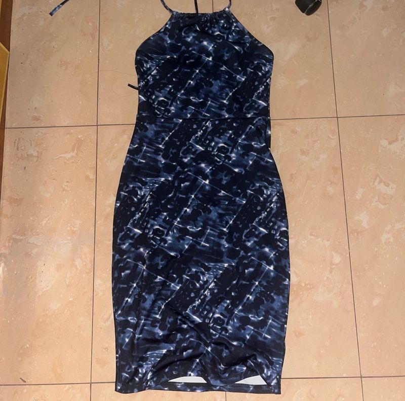 Stylish Tie-Dye Halter Neck Dress