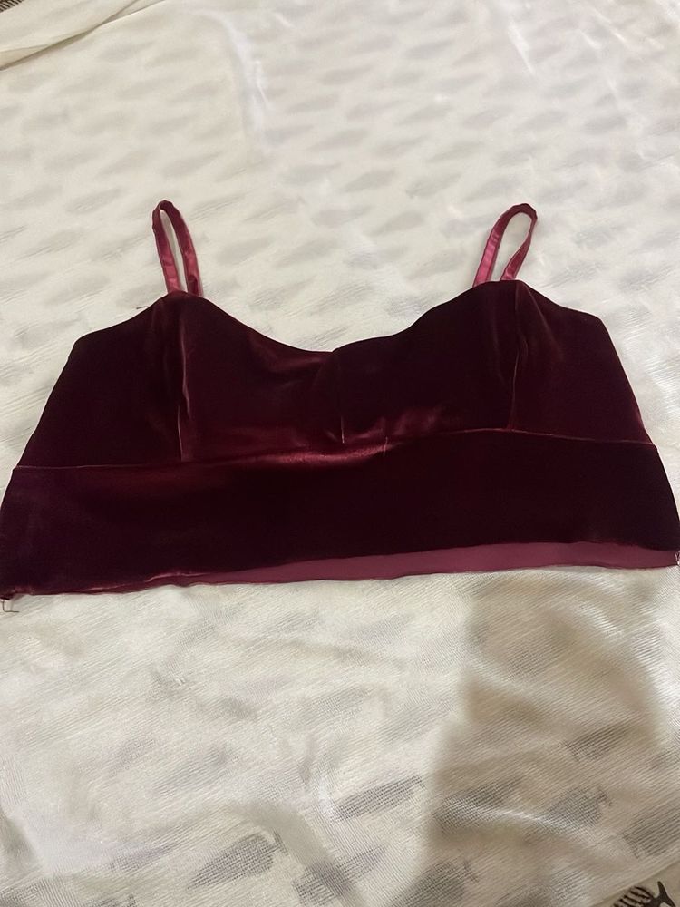 wine velvet bralette