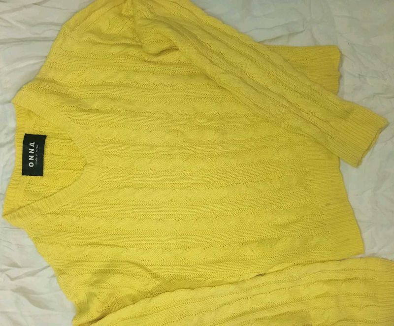 Yellow Cable Knit Sweater