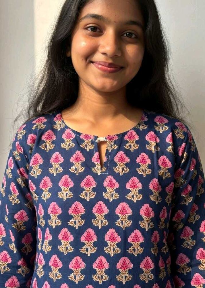 Blue Floral Print Kurta