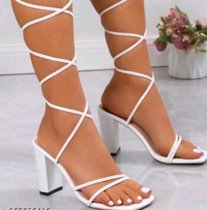 white long strips sandles for women