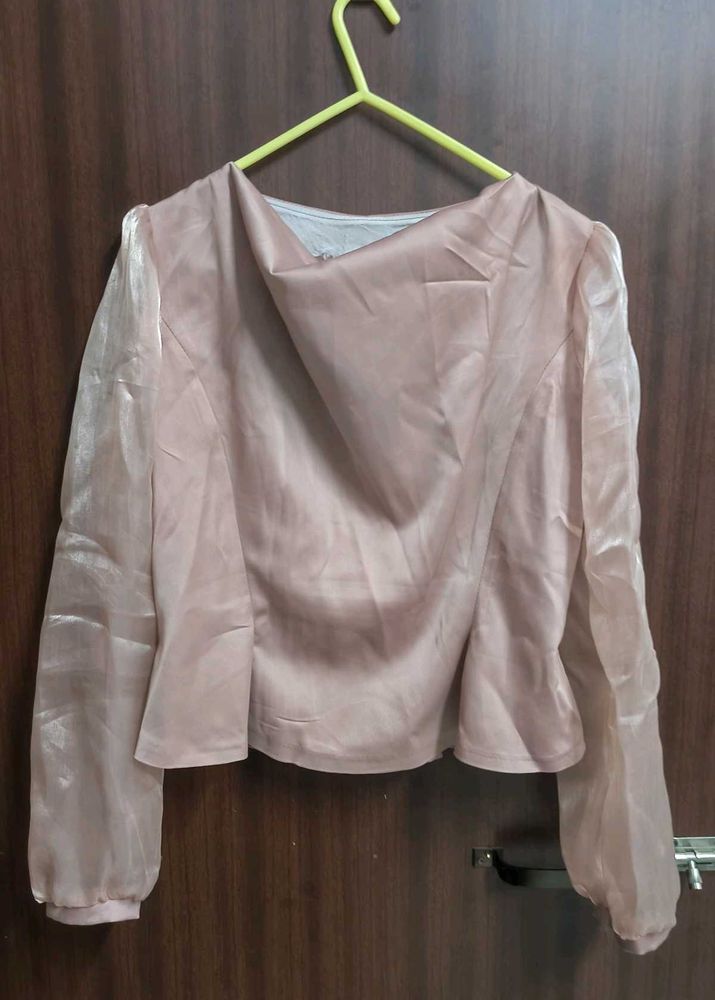 Elegant Sheer Sleeve Blouse